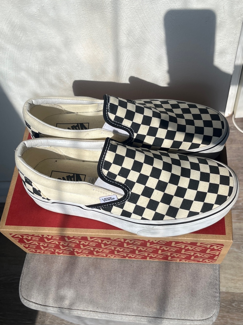 Vans Checkerboard Platform SlipOns Black White unisex sneakers womens 9.5 mens 8 - Picture 5 of 8